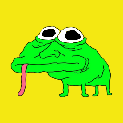 A green frog with its tongue out